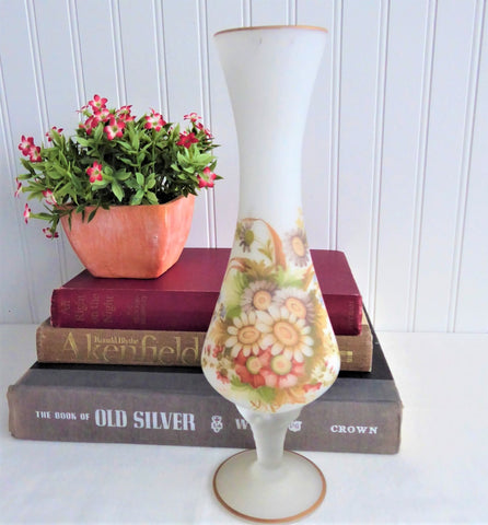 Retro Mama 18oz frosted glass cup Vintage Flower design w/ bamboo