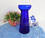 Cobalt Blue Glass Hyacinth Vase 1940s Monk Shape Vintage Art Glass Blown Glass