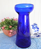 Cobalt Blue Glass Hyacinth Vase 1940s Monk Shape Vintage Art Glass Blown Glass