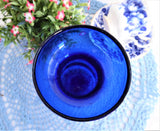 Cobalt Blue Glass Hyacinth Vase 1940s Monk Shape Vintage Art Glass Blown Glass