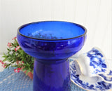 Cobalt Blue Glass Hyacinth Vase 1940s Monk Shape Vintage Art Glass Blown Glass