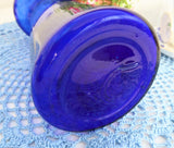 Cobalt Blue Glass Hyacinth Vase 1940s Monk Shape Vintage Art Glass Blown Glass