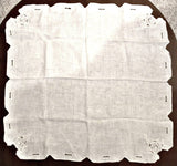 Tea Cloth Tablecloth England Cutwork Linen 31 Inch Embroidered 1940s