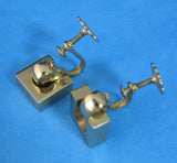 Earrings 1940s Screw Back Gold Plated Chunky Wingnut Square Dangles Industrial