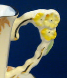 Fall Leaves Cup and Saucer Flower Handle Royal Stafford 1940s Square Cup