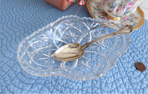 Relish Spoon Dish Lead Crystal Oval Star Fan Sawtoothed Rim USA 1940s ...
