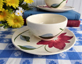 Pair of Cups And Saucers Blue Ridge Poinsettia Teacup 1940s Colonial Shape Holiday