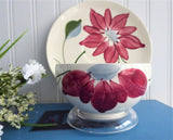 Pair of Cups And Saucers Blue Ridge Poinsettia Teacup 1940s Colonial Shape Holiday