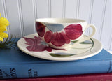Pair of Cups And Saucers Blue Ridge Poinsettia Teacup 1940s Colonial Shape Holiday