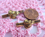 Pair of Lingerie Pins 1940-1950s Gold Plated Grape Leaves Dimensional Scatter
