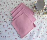 Tablecloth Pink Rosebuds 44 Inches Square Tea Cloth 1940s With 4 Pink Napkins
