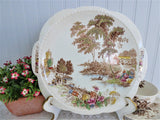 The Ferry Cake Plate Transferware Lugged Cake Plate Swinnertons 1940s Platter Polychrome