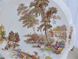 The Ferry Cake Plate Transferware Lugged Cake Plate Swinnertons 1940s Platter Polychrome