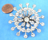 Rhinestone Snowflake Crystal Sunburst Brooch Pin Starburst 1940s Wedding Tea Party