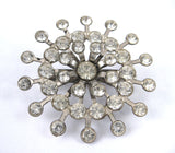 Rhinestone Snowflake Crystal Sunburst Brooch Pin Starburst 1940s Wedding Tea Party
