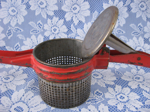 Original Red Paint Ricer Puree Long Handled Kitchen tool 1940s Vintage –  Antiques And Teacups