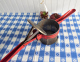 Original Red Paint Ricer Puree Long Handled Kitchen tool 1940s Vintage Gadget