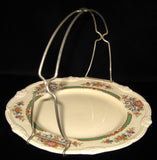 Serving Plate With Silver Handle Grindley Weymouth Petit Fours Tidbit Server Floral 1940s