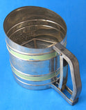 Tin Flour Sifter Original Green Paint 1940s Sift-Chine Triple Sifters Kitchen Gadget
