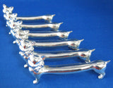 Cutlery Holders Set Of 6 Art Deco Cats Or Dogs Silver Plate French 1930s Kniferests