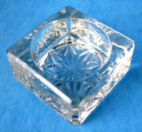Open Salt Pressed Glass Salt Cellar England Star Bottom Beveled Book Piece 1940s