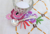 Vintage Art Deco Salt Spoon Sterling Silver Whiting Talisman Rose 1930s