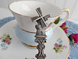 Vintage Tea Strainer Over The Cup Strainer Turning Windmill 1940s Silverplate Dutch