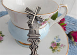 Vintage Tea Strainer Over The Cup Strainer Turning Windmill 1940s Silverplate Dutch