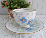 Floral Cup And Saucer Enamel 1940s Hand Colored Chintz Leaves Hudson And Middleton