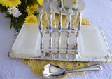 Toast Rack Breakfast Set 1940s Silver Plated English Attached Tray Dishes Spoon Spreader