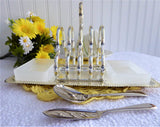 Toast Rack Breakfast Set 1940s Silver Plated English Attached Tray Dishes Spoon Spreader