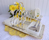 Toast Rack Breakfast Set 1940s Silver Plated English Attached Tray Dishes Spoon Spreader