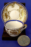 Miniature Cup And Saucer Occupied Japan Heavy Gold Moriage Blue 1945-1952 Mini Teacup