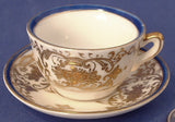 Miniature Cup And Saucer Occupied Japan Heavy Gold Moriage Blue 1945-1952 Mini Teacup