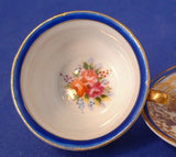 Miniature Cup And Saucer Occupied Japan Heavy Gold Moriage Blue 1945-1952 Mini Teacup