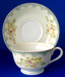Occupied Japan Cup And Saucer Floral Bouquets 1945-1952 Aqua Pale Yellow