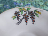 Wisteria Cup and Saucer Rosina England Hand Colored On Black Transfer Red Enamel Accents