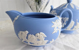 Sugar And Creamer Wedgwood Blue Jasper Large Icarus Sacrifice To Ceres Blue White 1957 1961