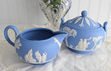 Sugar And Creamer Wedgwood Blue Jasper Large Icarus Sacrifice To Ceres Blue White 1957 1961
