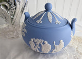 Sugar And Creamer Wedgwood Blue Jasper Large Icarus Sacrifice To Ceres Blue White 1957 1961