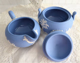 Sugar And Creamer Wedgwood Blue Jasper Large Icarus Sacrifice To Ceres Blue White 1957 1961