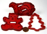 Christmas 3 Cookie Cutters Red Santa Teddy Bear Tree 1950s Set Of 3 Retro