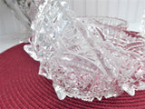 Four Lead Crystal Berry Bowls American Faceted Dessert Diamond Arch Footed 1950s