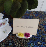 Bone China Roses 6 Place Card Holders Crown Staffordshire Hand Made 1970s