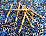 English Lace Bobbins Turned Wood Animal Decals Set of 8 Lacemaking 1950s