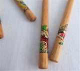 English Lace Bobbins Turned Wood Animal Decals Set of 8 Lacemaking 1950s