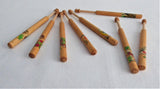 English Lace Bobbins Turned Wood Animal Decals Set of 8 Lacemaking 1950s