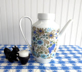 Coffeepot Blue Brown Arzberg Bavaria 1960s Mid Century Modern Tall Teapot Nuts Fruit