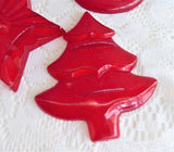 Merry Christmas Cookie Cutters 4 Red Plastic Aunt Chick 1950s Santa Star Tree Snowman