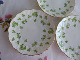 Aynsley Shamrock Set 3 Plates Green Irish Shamrocks 1950s Bread Dessert English Bone China